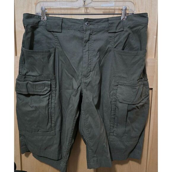 Duluth Trading Co. Cargo Shorts Mens L Olive Green Cotton Blend - Picture 1 of 12